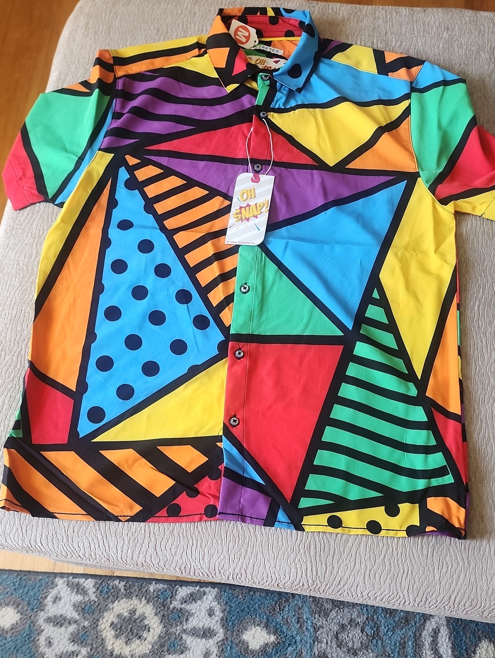 Oh Snap! by Drill Clothing Co. Retro 90s Geometric Print Button Down Shirt